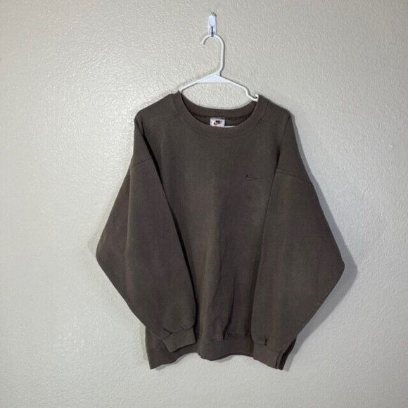 Vintage Nike Sweatshirt Large Mens Cocoa Mocha Embroidered Swoosh Travis 90s